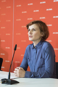 Pressekonferenz von Katja Kipping in Berlin