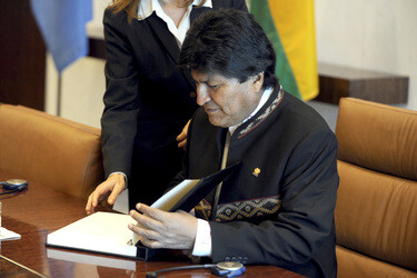 Evo Morales trifft Ban Ki-moon, New York
