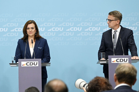 Pressekonferenz mit Friedrich Merz in Berlin