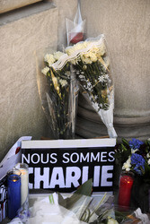 Blumen für die Charlie Hebdo Opfer, New York