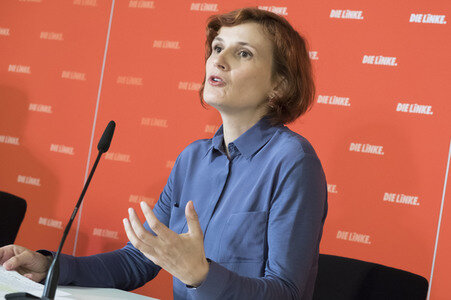 Pressekonferenz von Katja Kipping in Berlin