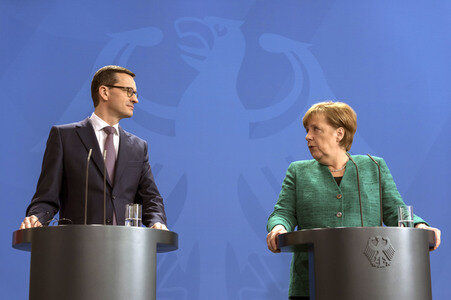 Pressekonferenz mit Angla Merkel und Mateusz Morawiecki in Berlin