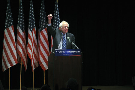 Bernie Sanders spricht im Rathaus in New York