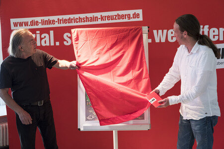 Plakatpräsentation der Linken in Berlin