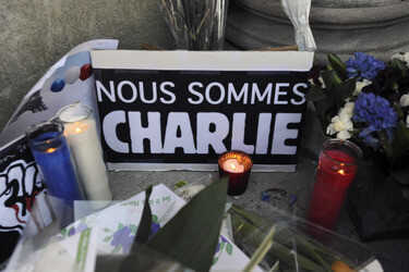 Blumen für die Charlie Hebdo Opfer, New York