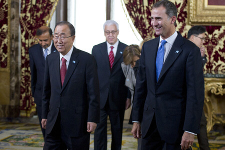 König Felipe empfängt Ban Ki-Moon in Madrid