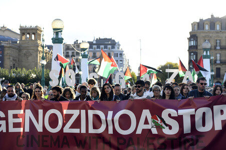 Palästina-Solidaritätsdemo auf dem San Sebastian International Film Festival 2025