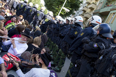 Demonstrationen gegen Räumung der besetzten Gerhart-Hauptmann-Schule, Berlin