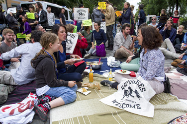 Demonstrationen gegen Räumung der besetzten Gerhart-Hauptmann-Schule, Berlin