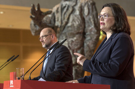 SPD-Pressekonferenz zu den Koalitionsverhandlungen in Berlin