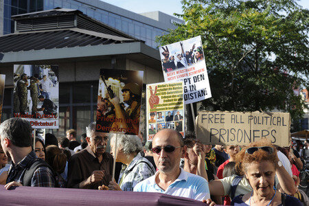 Protest gegen das Vorgehen der türkischen Regierung nach dem gescheiterten Militärputsch
