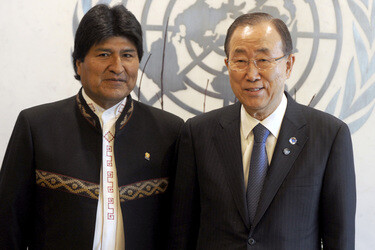 Evo Morales trifft Ban Ki-moon, New York