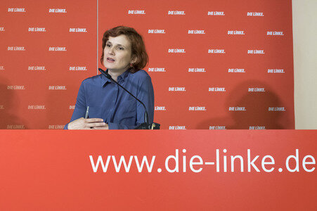 Pressekonferenz von Katja Kipping in Berlin
