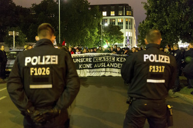 Demonstration am Kreuzberger Oranienplatz, Berlin