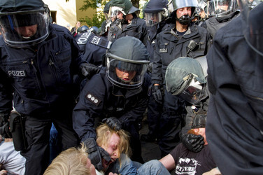 Demonstrationen gegen Räumung der besetzten Gerhart-Hauptmann-Schule, Berlin