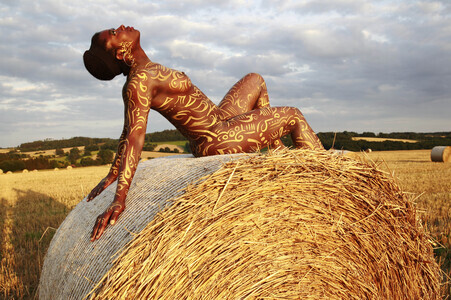 NATURE ART: Auf einem Feld in der Abendsonne / On a Field in the Evening Sun Bodypainting