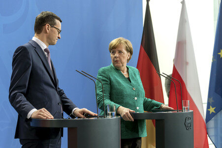 Pressekonferenz mit Angla Merkel und Mateusz Morawiecki in Berlin