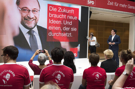 Präsentation der SPD-Bundestagswahlplakate in Berlin