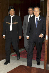 Evo Morales trifft Ban Ki-moon, New York