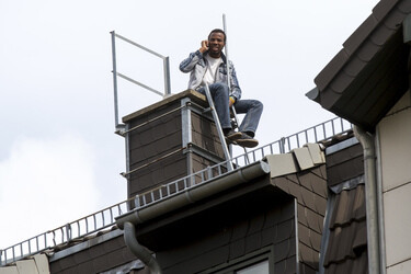 Flüchlinge auf der Flüchtlingsunterkunft in der Gürtelstraße, Berlin