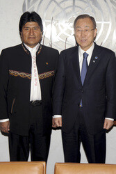 Evo Morales trifft Ban Ki-moon, New York