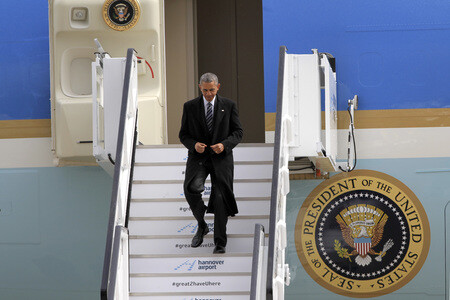 Ankunft von Barack Obama auf dem Flughafen Hannover-Langenhagen