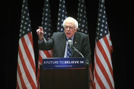 Bernie Sanders spricht im Rathaus in New York