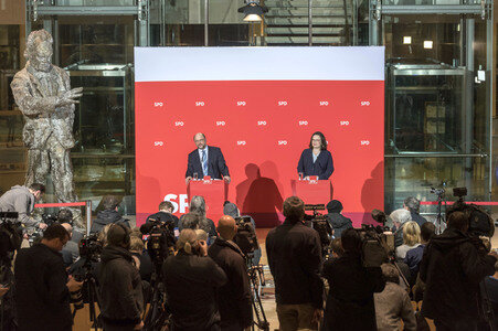 SPD-Pressekonferenz zu den Koalitionsverhandlungen in Berlin