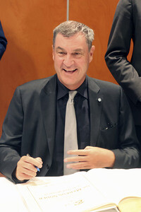 Sven Schulze und Markus Söder beim Landtagswahlkampf in Sachsen-Anhalt in Wernigerode