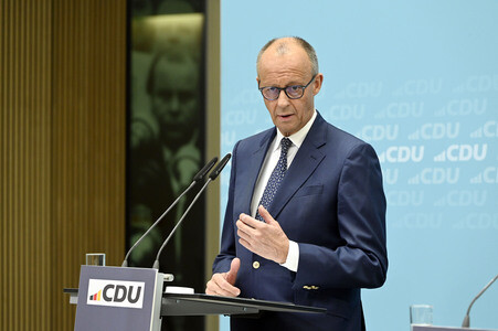 Pressekonferenz mit Friedrich Merz in Berlin