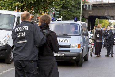 Demonstration in der Gürtelstraße, Berlin