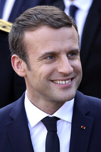 Präsident Macron beim Empfang am Rathaus in Paris