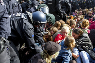 Demonstrationen gegen Räumung der besetzten Gerhart-Hauptmann-Schule, Berlin