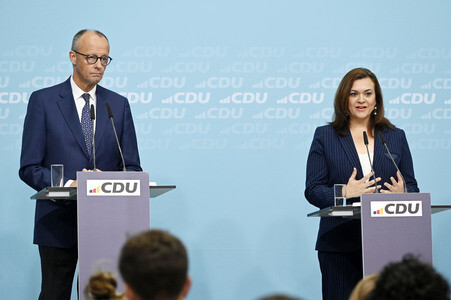 Pressekonferenz mit Friedrich Merz in Berlin