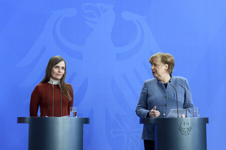 Pressekonferenz mit Angla Merkel und Katrin Jakobsdóttir in Berlin