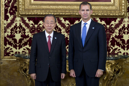 König Felipe empfängt Ban Ki-Moon in Madrid