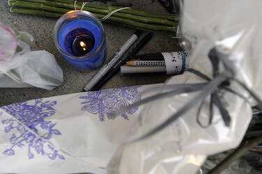 Blumen für die Charlie Hebdo Opfer, New York