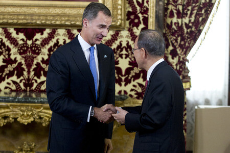 König Felipe empfängt Ban Ki-Moon in Madrid