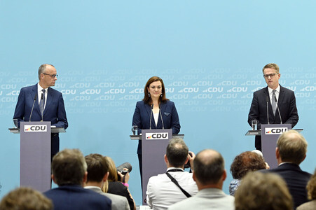 Pressekonferenz mit Friedrich Merz in Berlin
