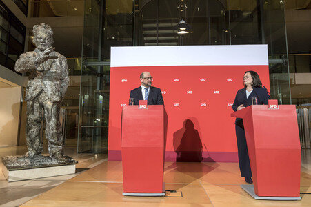 SPD-Pressekonferenz zu den Koalitionsverhandlungen in Berlin