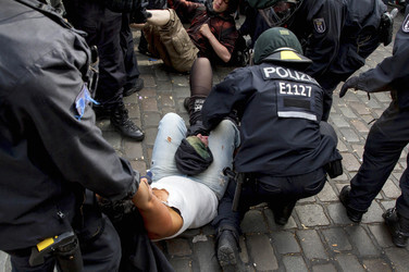 Demonstrationen gegen Räumung der besetzten Gerhart-Hauptmann-Schule, Berlin
