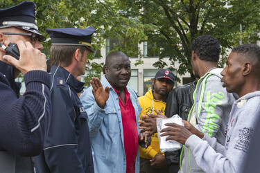 Flüchtlinge protestieren am Kreuzberger Oranienplatz, Berlin