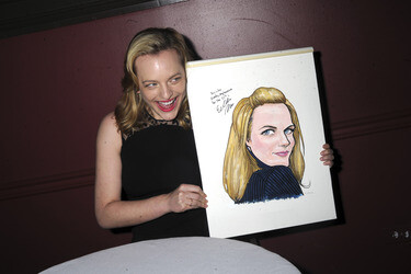 Elisabeth Moss erhält eine Kariaktur im Sardi's in New York