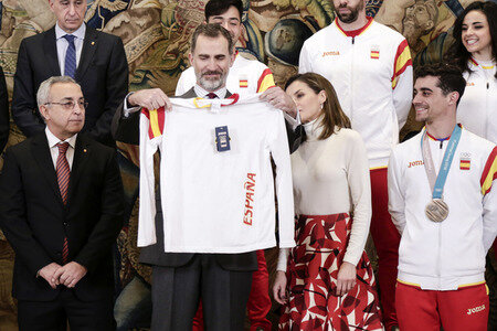 König Felipe und Königin Letizia empfangen das spanische Oympia-Team in Madrid