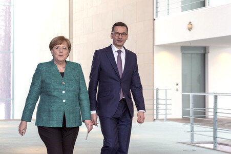 Pressekonferenz mit Angla Merkel und Mateusz Morawiecki in Berlin
