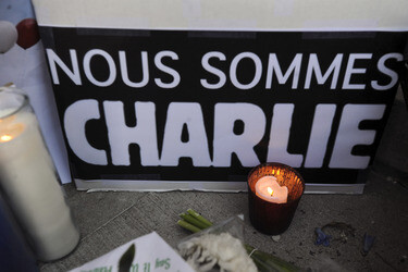 Blumen für die Charlie Hebdo Opfer, New York