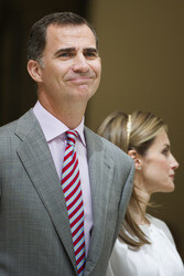 Spanish Royals Receive 'Ruta Quetzal BBVA 2014' Youth Group, Madrid