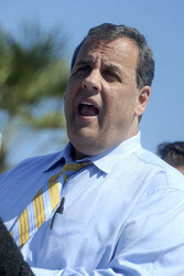 Chris Christie spricht in Belmar