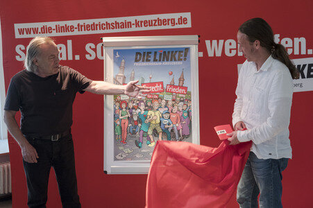 Plakatpräsentation der Linken in Berlin