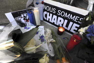 Blumen für die Charlie Hebdo Opfer, New York